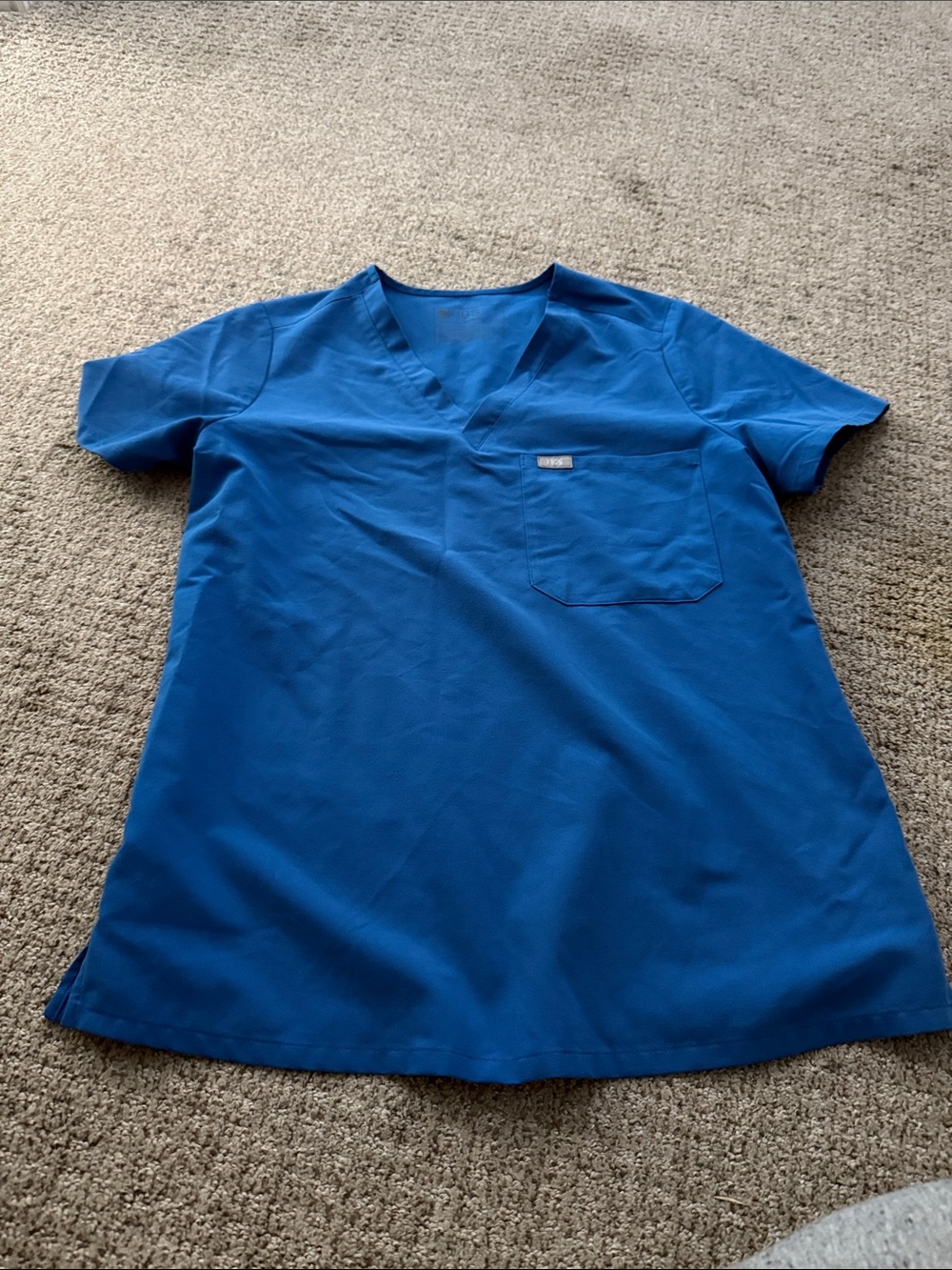 Figs Royal Blue Scrub Top with Chest Pocket